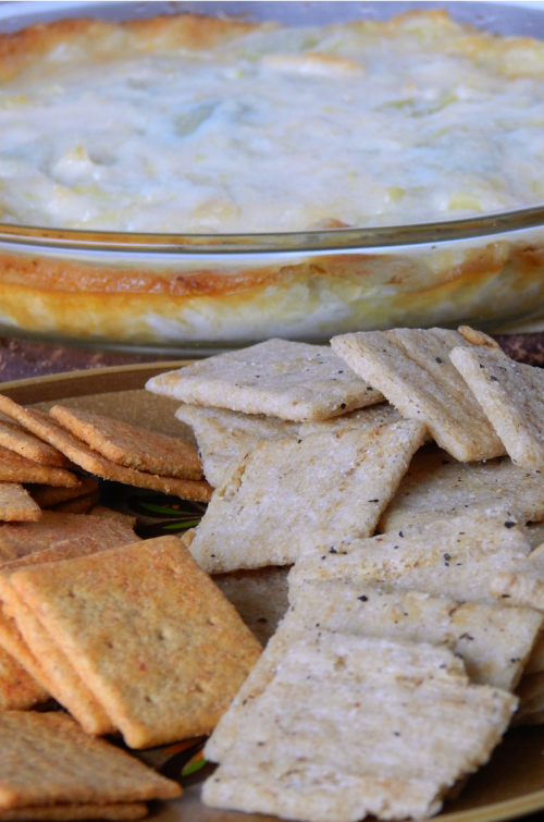 The KRAFT Hot Artichoke Dip is best when served with crackers or other dippable items.