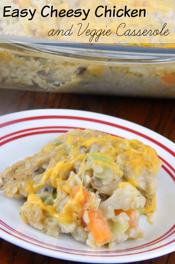 Easy Cheesy Chicken and Veggie Casserole is a quick and easy recipe that you can probably put together with things you already have on hand.