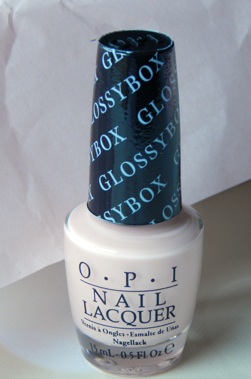 One item in the November Glossybox was a full-size OPI Nail Lacquer. This was a shade exclusive to Glossybox titled Pink Outside the Glossybox