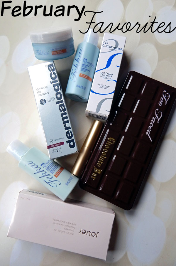 February 2015 Favorites featuring items from Too Faced, Jouer, Fekkai, Dermalogica and Embryolisse