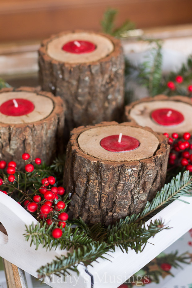 Rustic Wood Candle Holders from Best of the Blogosphere Link Party #bestoftheblogosphere #linkparty
